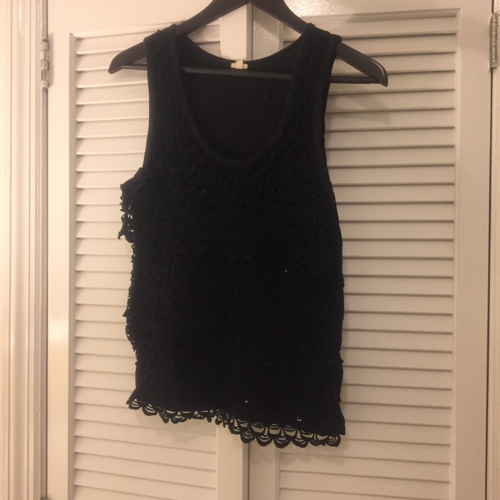 J Crew tiered black sleeveless blouse